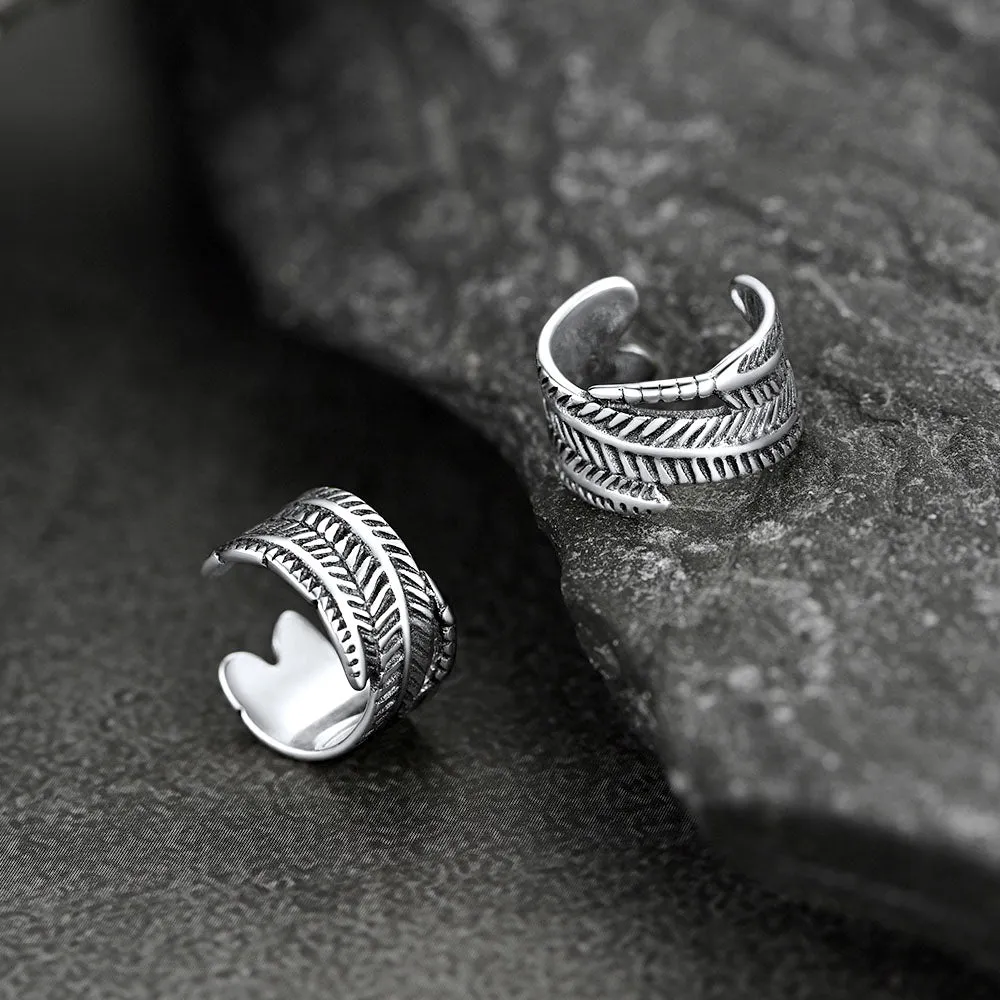 Sterling Silver Feather Ear Cuff Earrings for Men sold by FaithHeart product image thumbnail 5