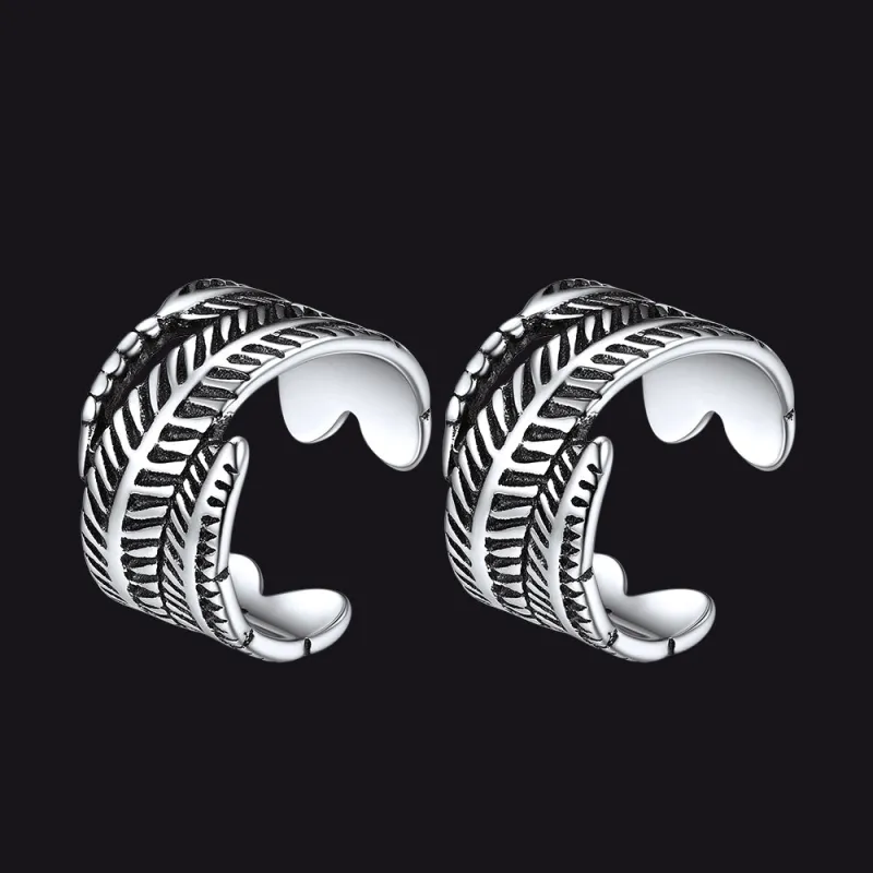 Sterling Silver Feather Ear Cuff Earrings for Men sold by FaithHeart