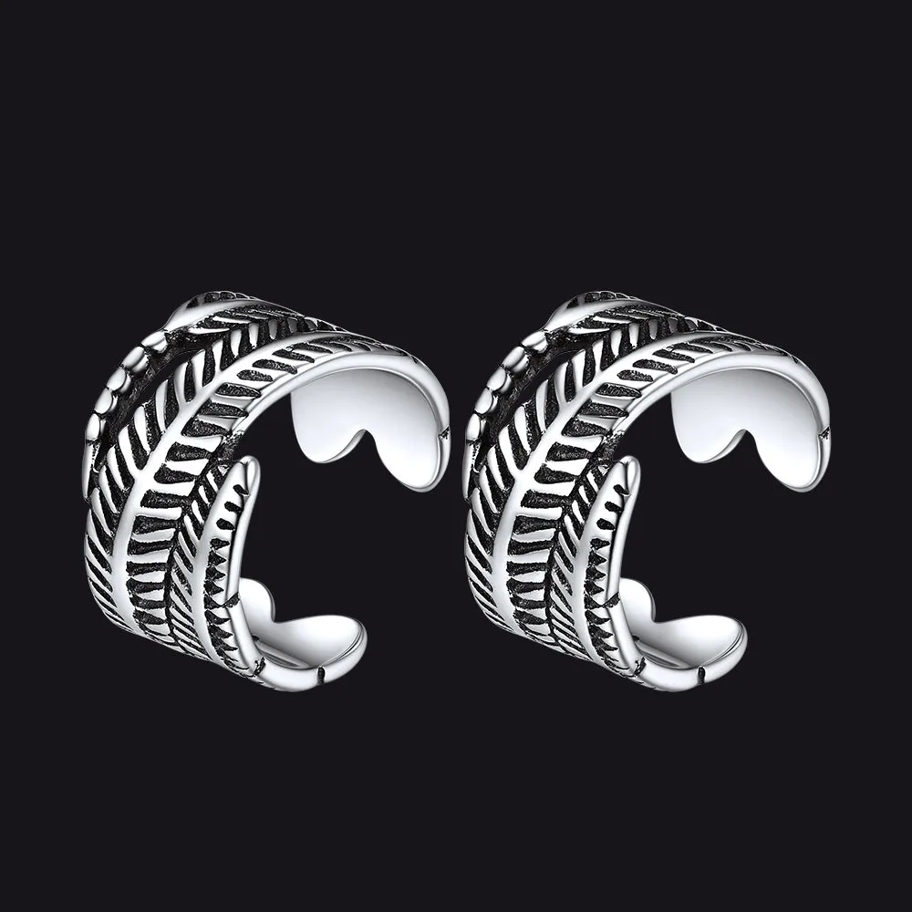 Sterling Silver Feather Ear Cuff Earrings for Men sold by FaithHeart