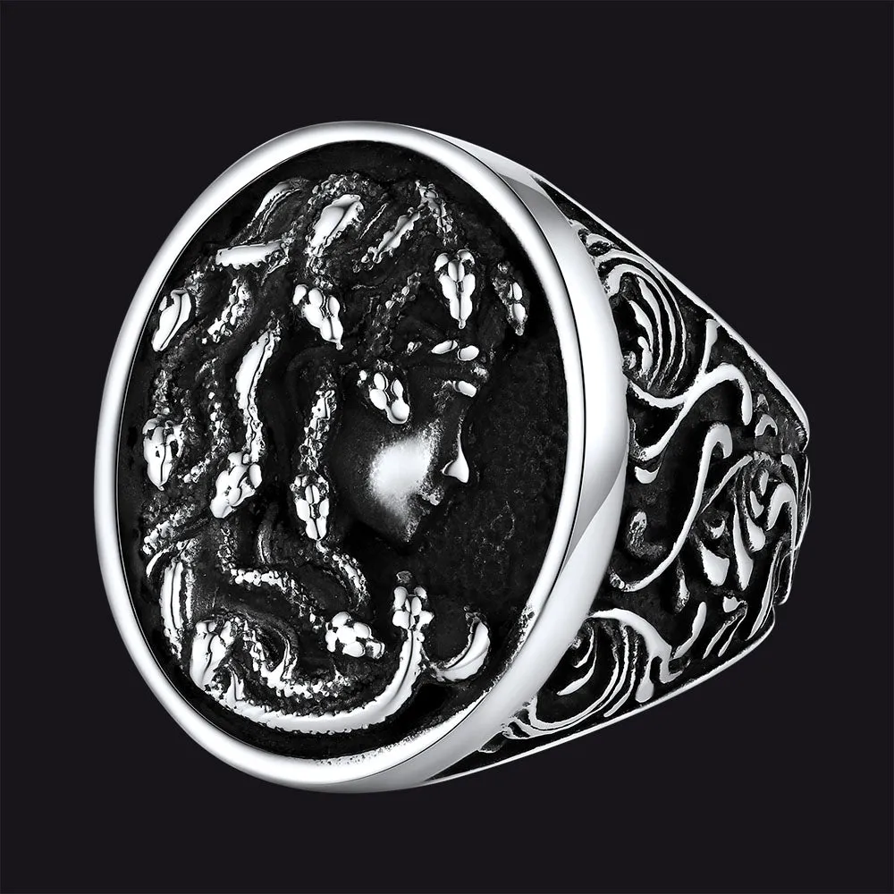 Medusa Snake Hair Ring Greek Mythology Signet Ring for Men Women sold by FaithHeart