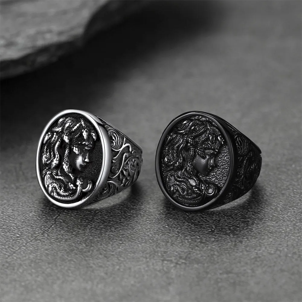 Medusa Snake Hair Ring Greek Mythology Signet Ring for Men Women sold by FaithHeart product image thumbnail 4