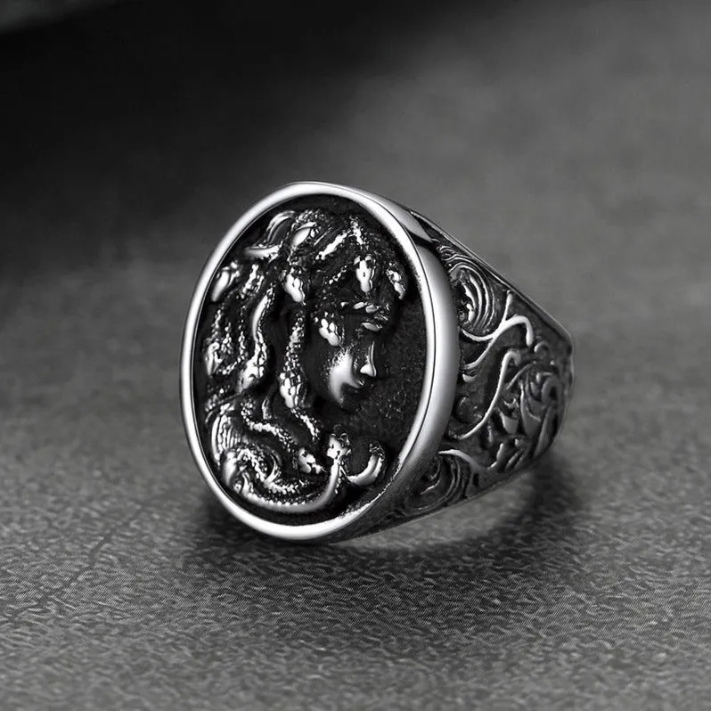 Medusa Snake Hair Ring Greek Mythology Signet Ring for Men Women sold by FaithHeart product image thumbnail 5