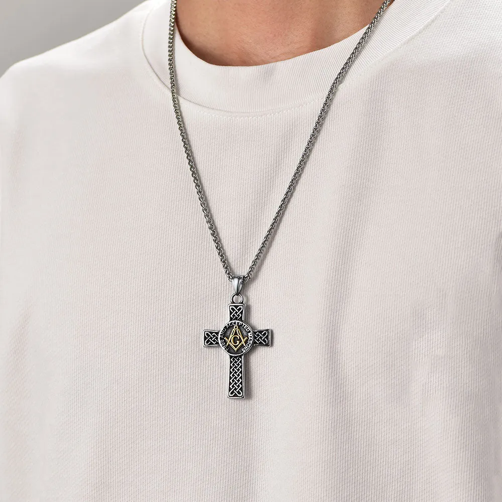 Masonic Celtic Cross Pendant Necklace for Men sold by FaithHeart product image thumbnail 2