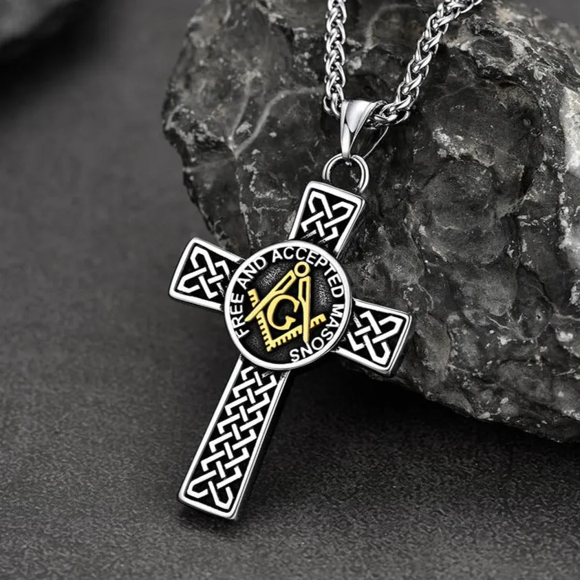 Masonic Celtic Cross Pendant Necklace for Men sold by FaithHeart product image thumbnail 4