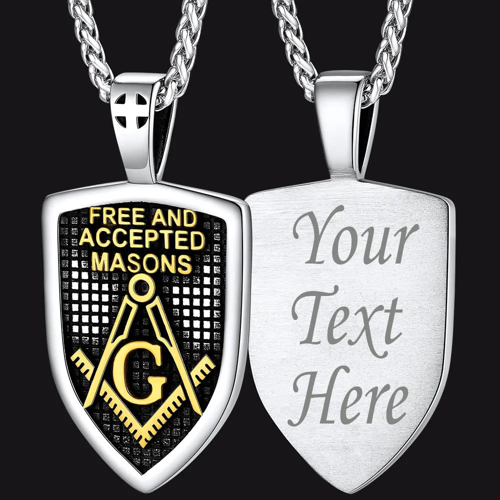Custom Masonic Shield Pendant Necklace for Men sold by FaithHeart