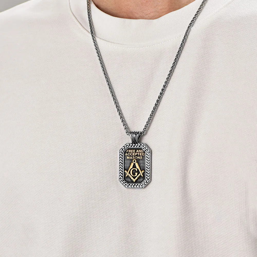 Engraved Freemason Masonic Dog Tag Necklace for Men sold by FaithHeart product image thumbnail 2