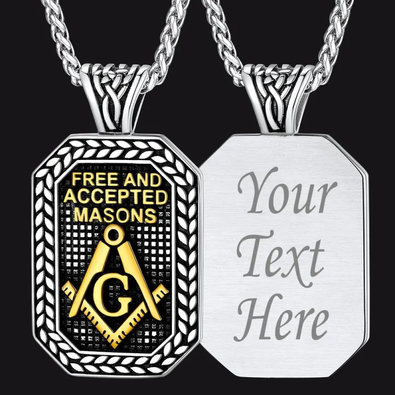 Engraved Freemason Masonic Dog Tag Necklace for Men sold by FaithHeart