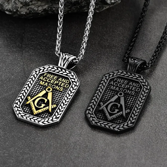 Engraved Freemason Masonic Dog Tag Necklace for Men sold by FaithHeart product image thumbnail 3
