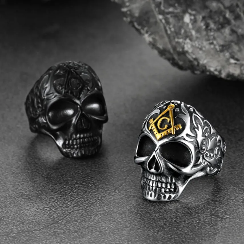 Gothic Masonic Skull Stainless Steel Ring for Men sold by FaithHeart product image thumbnail 2