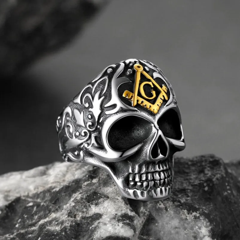 Gothic Masonic Skull Stainless Steel Ring for Men sold by FaithHeart product image thumbnail 3