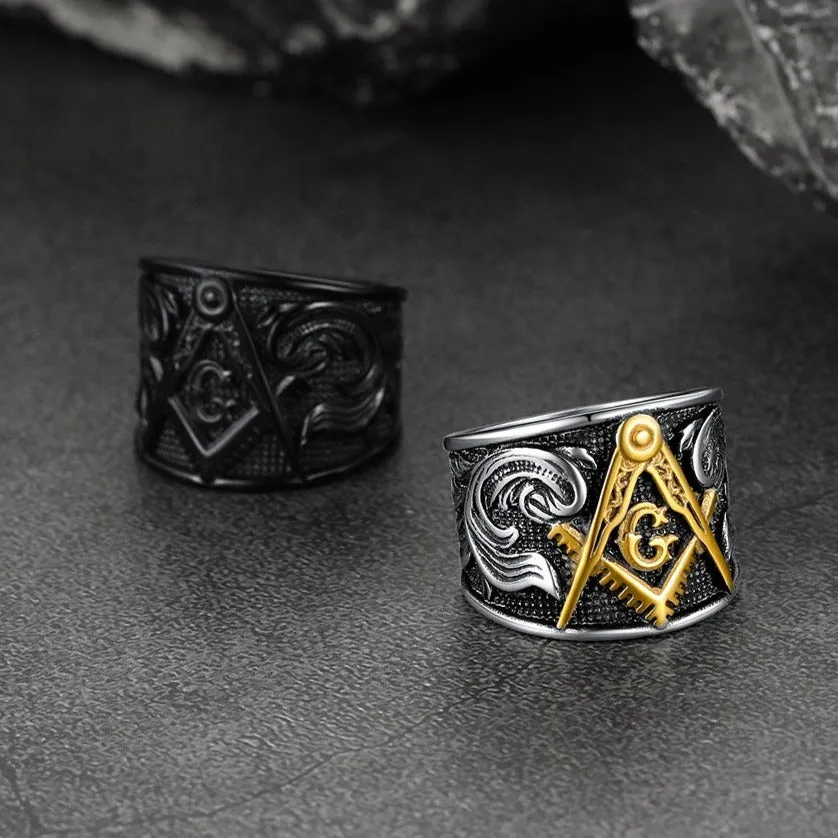Freemason Masonic Stainless Steel Ring Band for Men sold by FaithHeart product image thumbnail 3