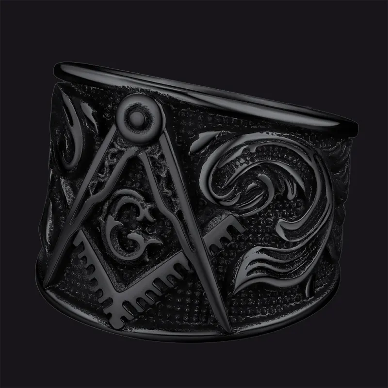 Freemason Masonic Stainless Steel Ring Band for Men sold by FaithHeart