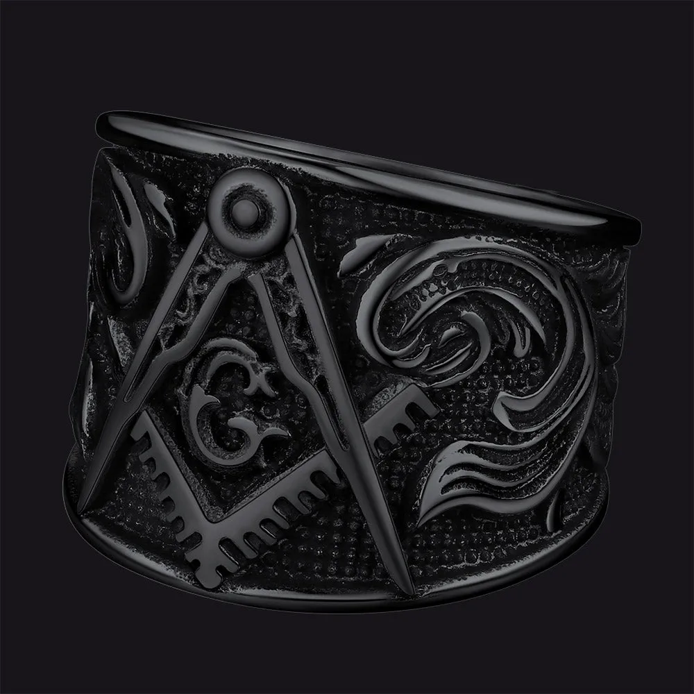 Freemason Masonic Stainless Steel Ring Band for Men sold by FaithHeart