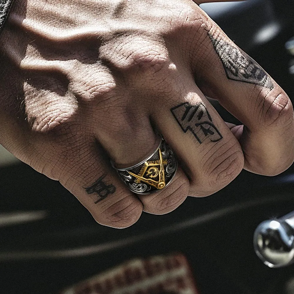 Freemason Masonic Stainless Steel Ring Band for Men sold by FaithHeart product image thumbnail 2