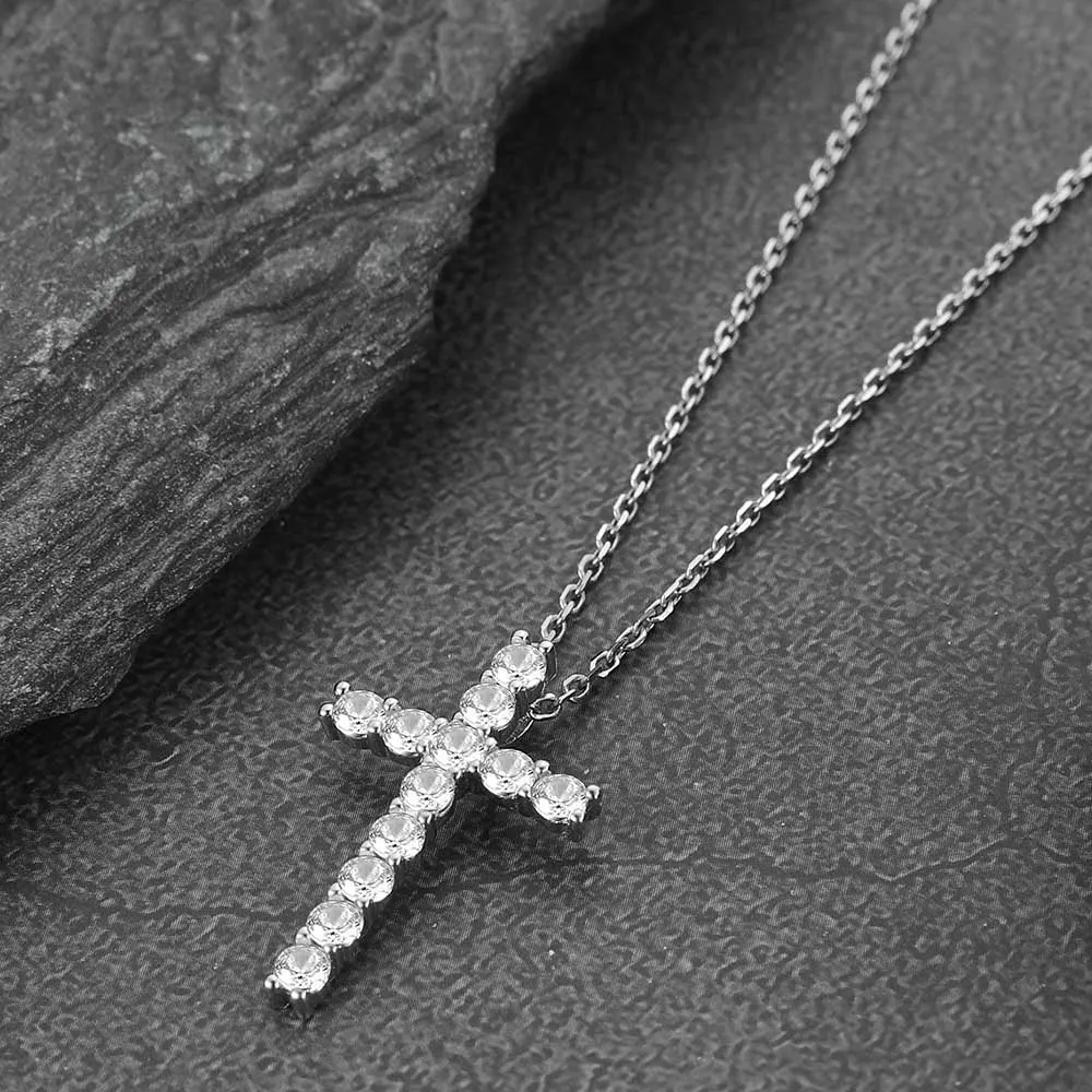 Sterling Silver Diamond Cross Necklace Crucifix Pendant Necklace for Women sold by FaithHeart product image thumbnail 5