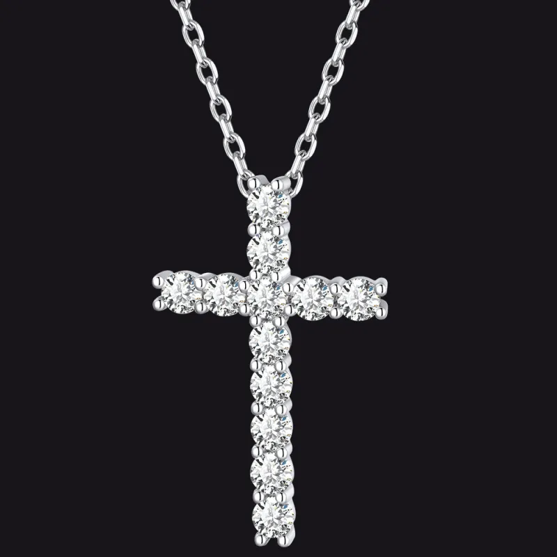Sterling Silver Diamond Cross Necklace Crucifix Pendant Necklace for Women sold by FaithHeart