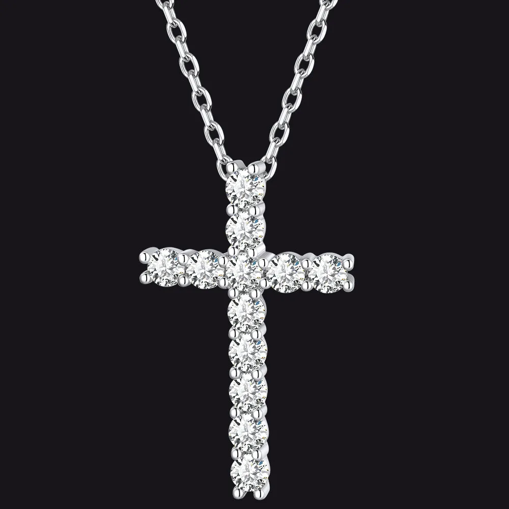 Sterling Silver Diamond Cross Necklace Crucifix Pendant Necklace for Women sold by FaithHeart