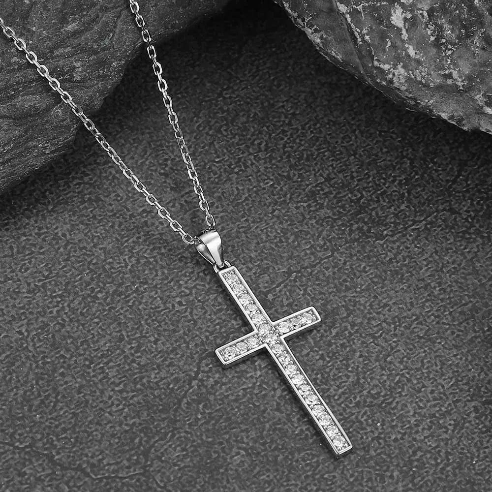 Sterling Silver Zirconia Cross Necklace for Men sold by FaithHeart product image thumbnail 4