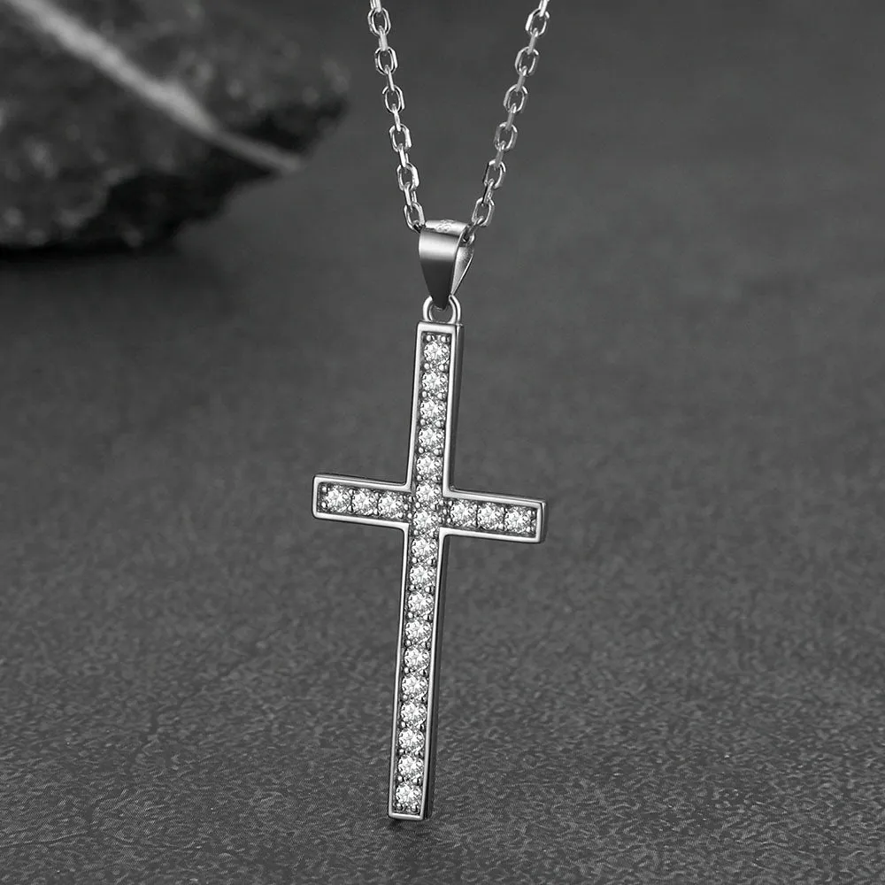 Sterling Silver Zirconia Cross Necklace for Men sold by FaithHeart product image thumbnail 3