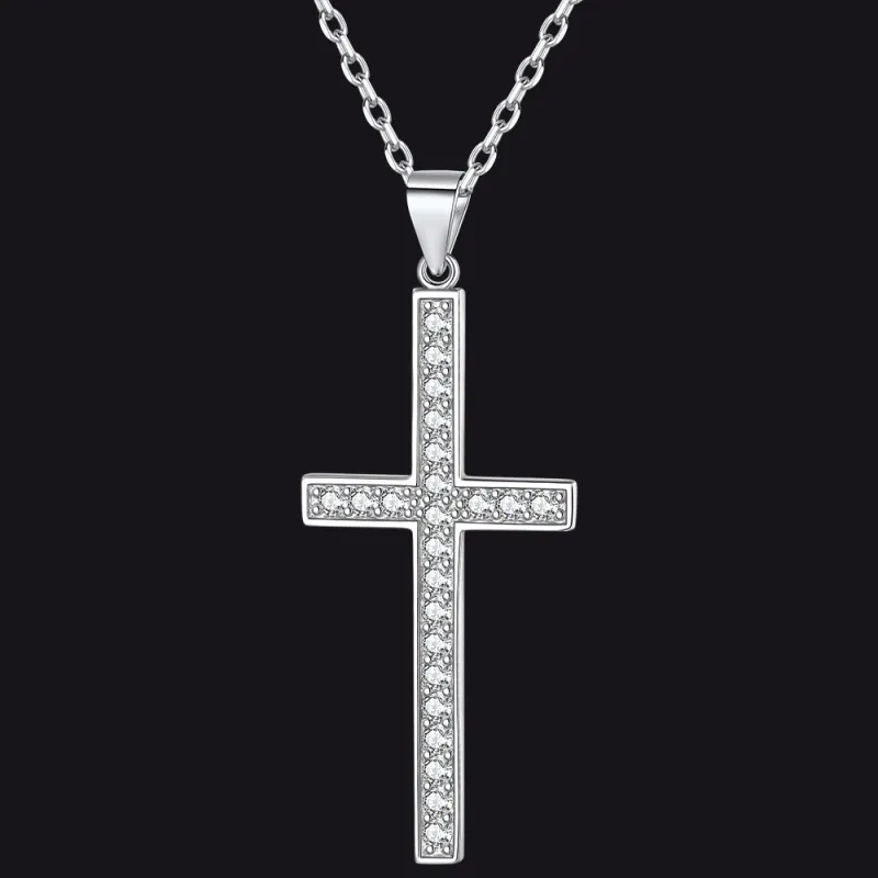 Sterling Silver Zirconia Cross Necklace for Men sold by FaithHeart
