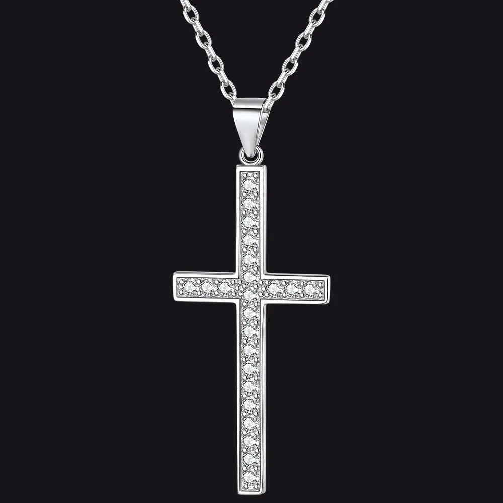Sterling Silver Zirconia Cross Necklace for Men sold by FaithHeart