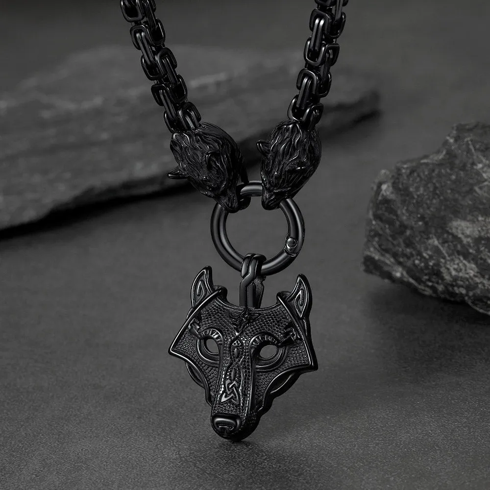 Viking Wolf Head Kings Chain & Fenrir Pendant Necklace sold by FaithHeart product image thumbnail 5