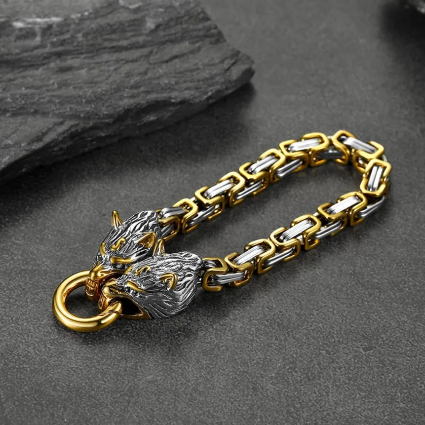 Viking Wolf Head Chain Bracelet Cuff Bangle Gift for Men sold by FaithHeart product image thumbnail 5