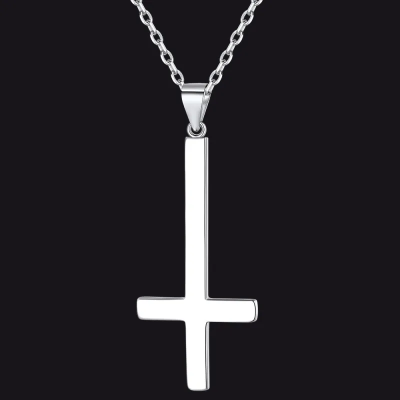Sterling Silver Inverted Cross Necklace for Men sold by FaithHeart