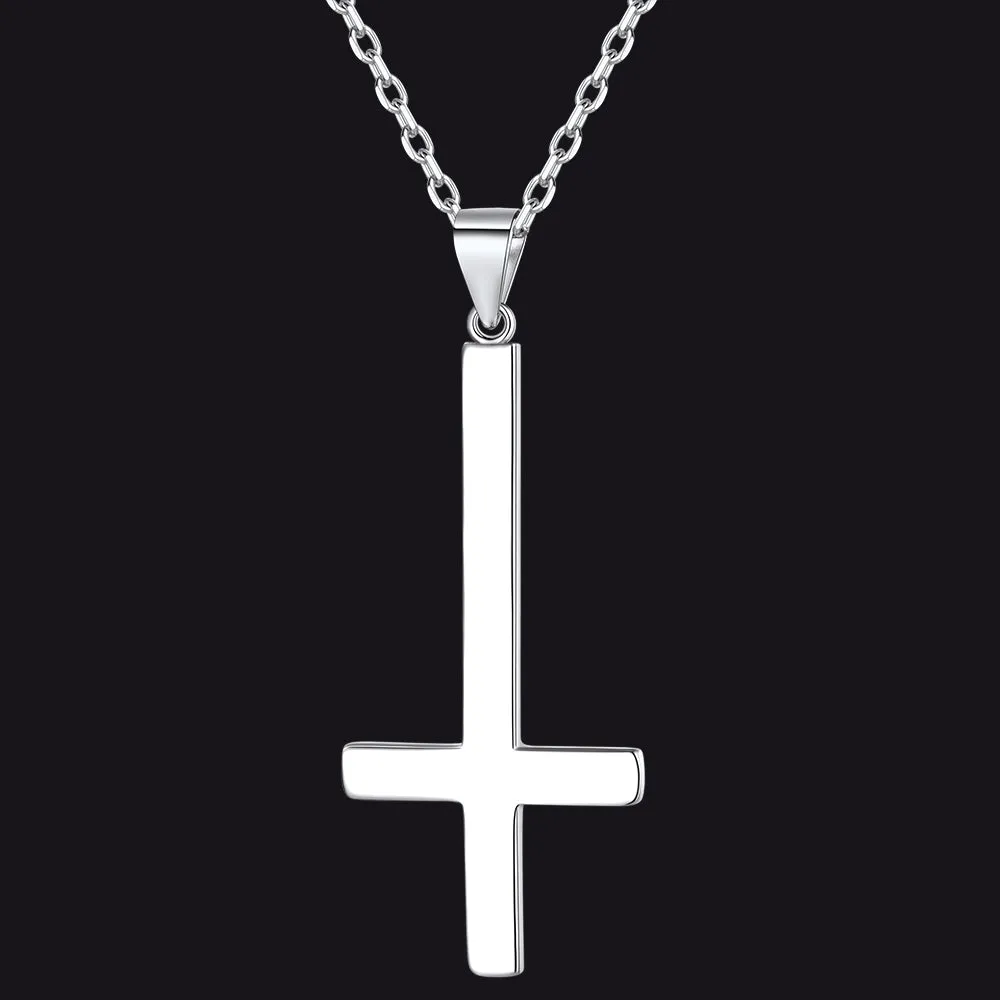 Sterling Silver Inverted Cross Necklace for Men sold by FaithHeart