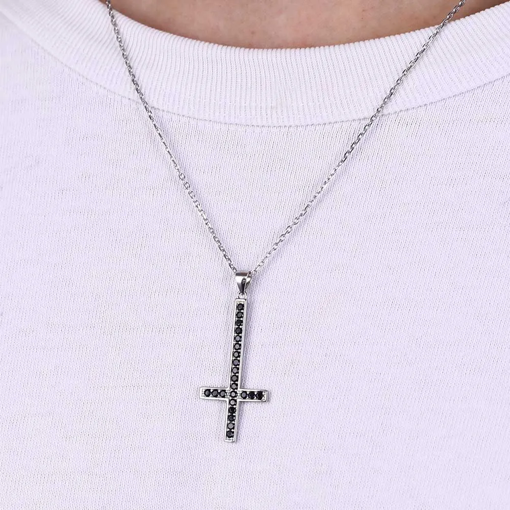 Sterling Silver Inverted Cross Necklace for Men sold by FaithHeart product image thumbnail 3