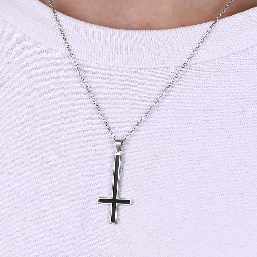 Sterling Silver Inverted Cross Necklace for Men sold by FaithHeart product image thumbnail 5