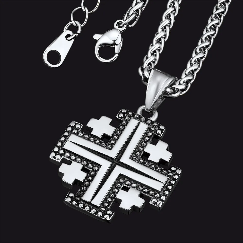 Religious Jerusalem Cross Necklace Stainless Steel sold by FaithHeart