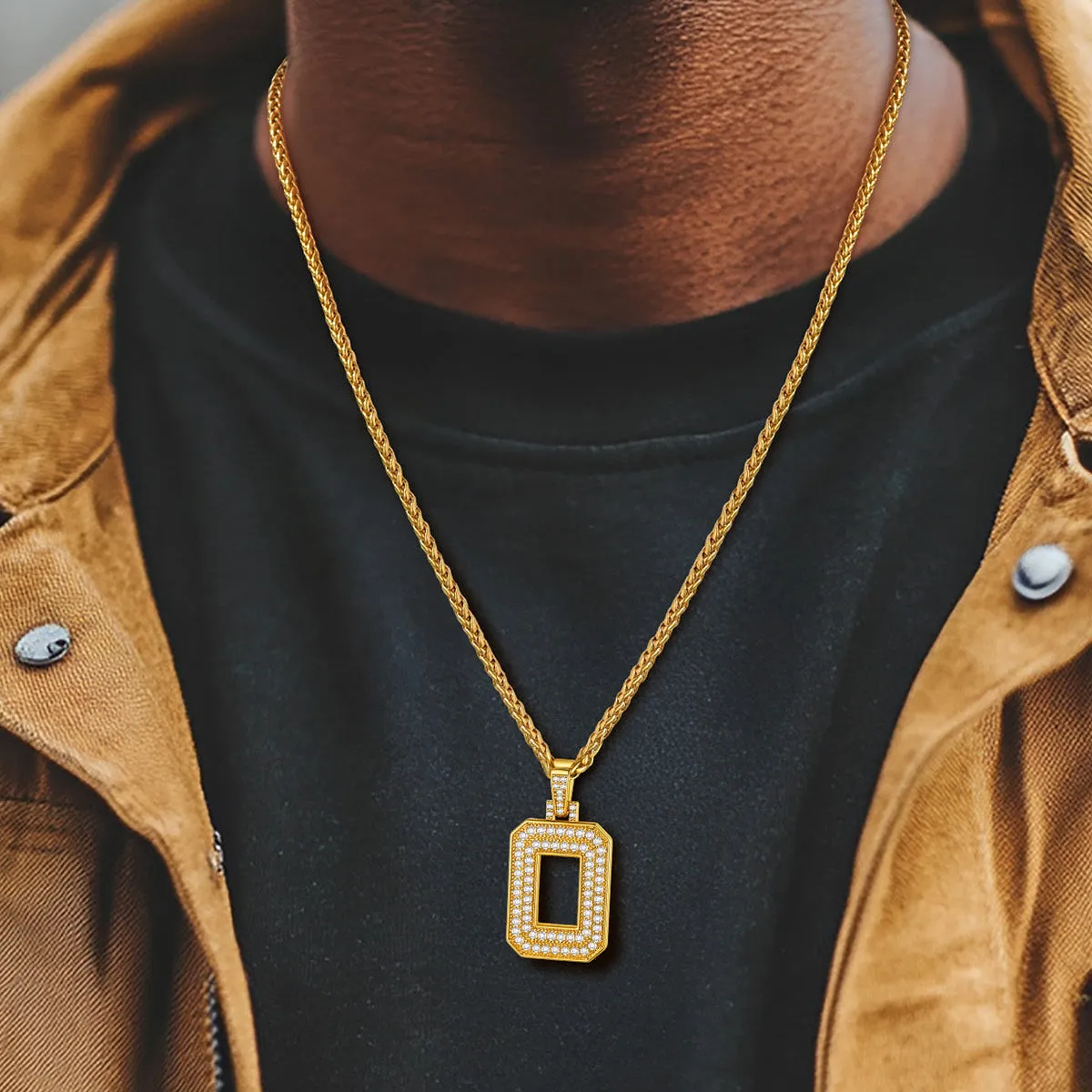 Gold Number Initial Chain Necklace with Cubic Zirconia for Men sold by FaithHeart product image thumbnail 2