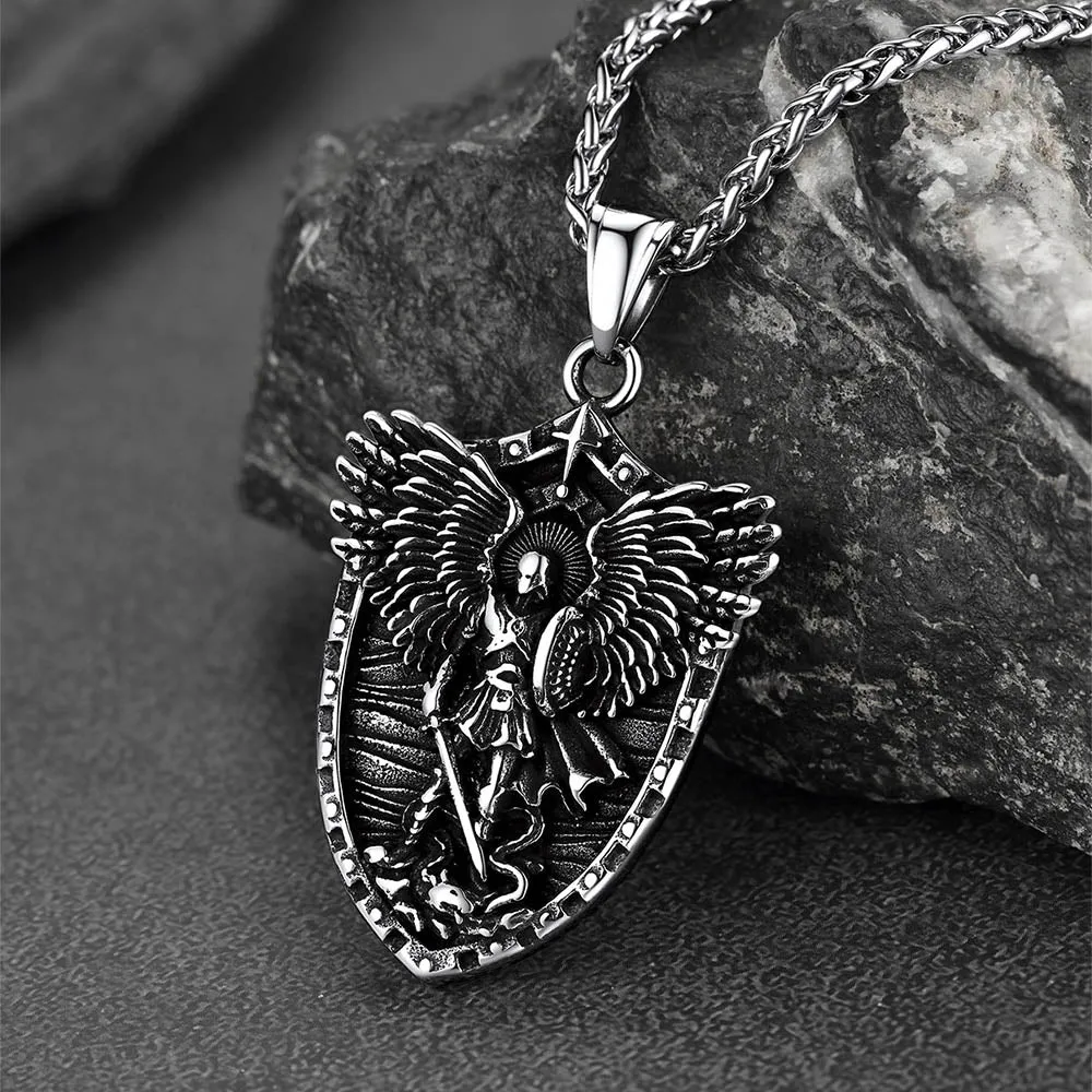 Shield of Archangel Saint Michael Pendant Necklace for Men sold by FaithHeart product image thumbnail 5