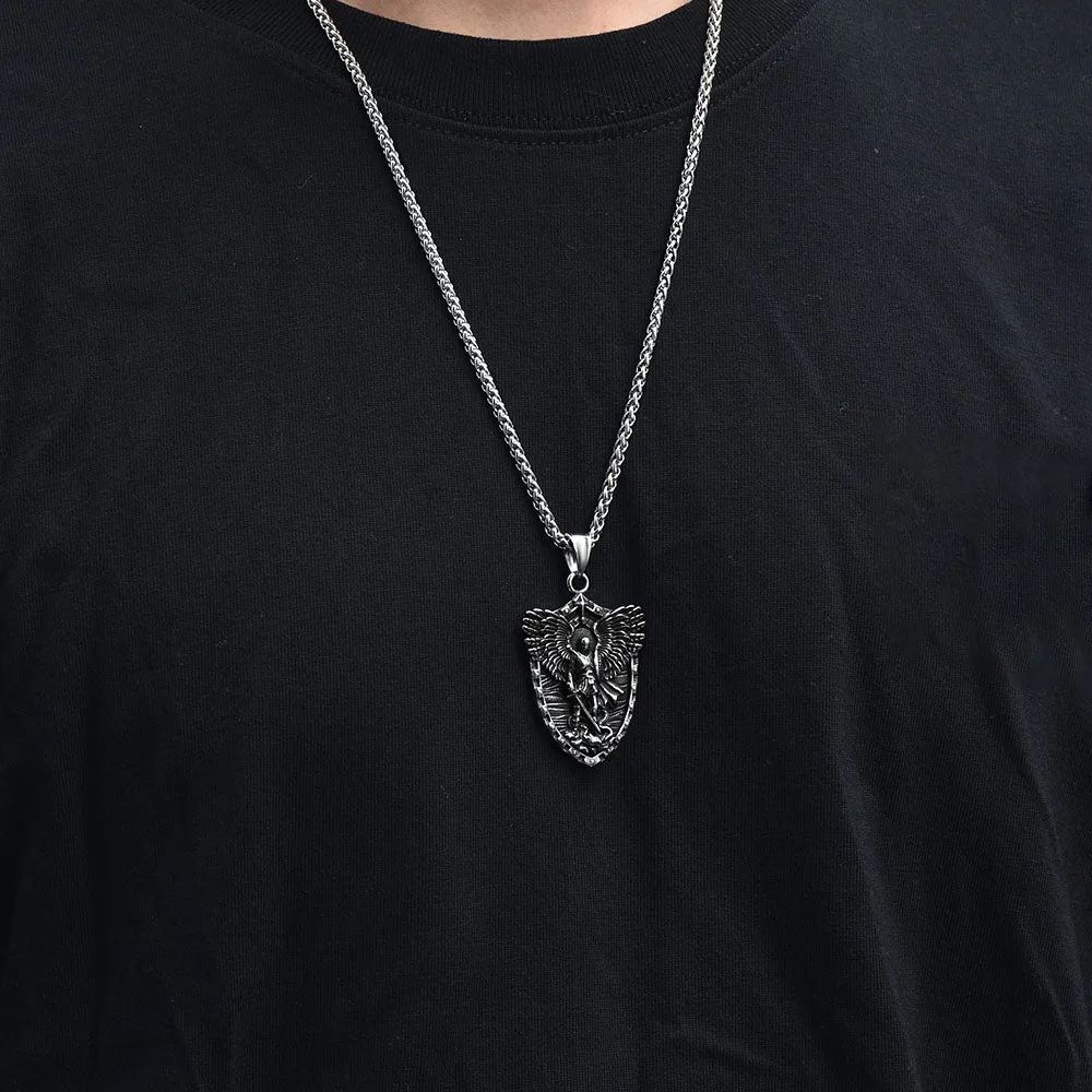 Shield of Archangel Saint Michael Pendant Necklace for Men sold by FaithHeart product image thumbnail 2