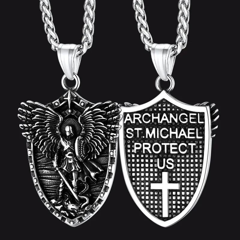 Shield of Archangel Saint Michael Pendant Necklace for Men sold by FaithHeart