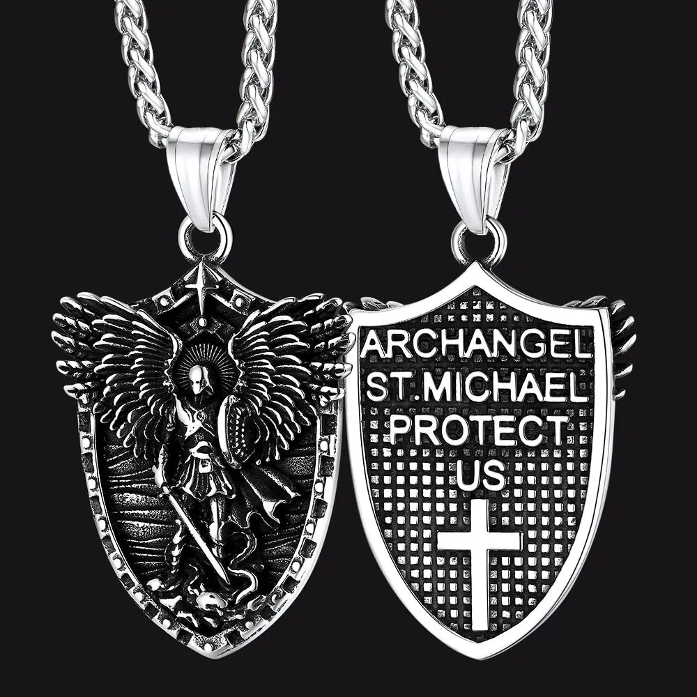 Shield of Archangel Saint Michael Pendant Necklace for Men sold by FaithHeart
