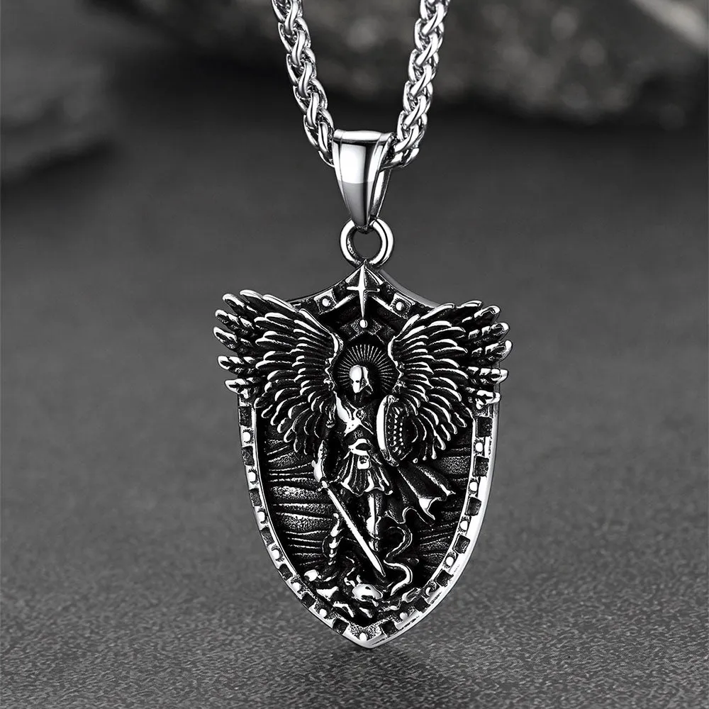 Shield of Archangel Saint Michael Pendant Necklace for Men sold by FaithHeart product image thumbnail 4
