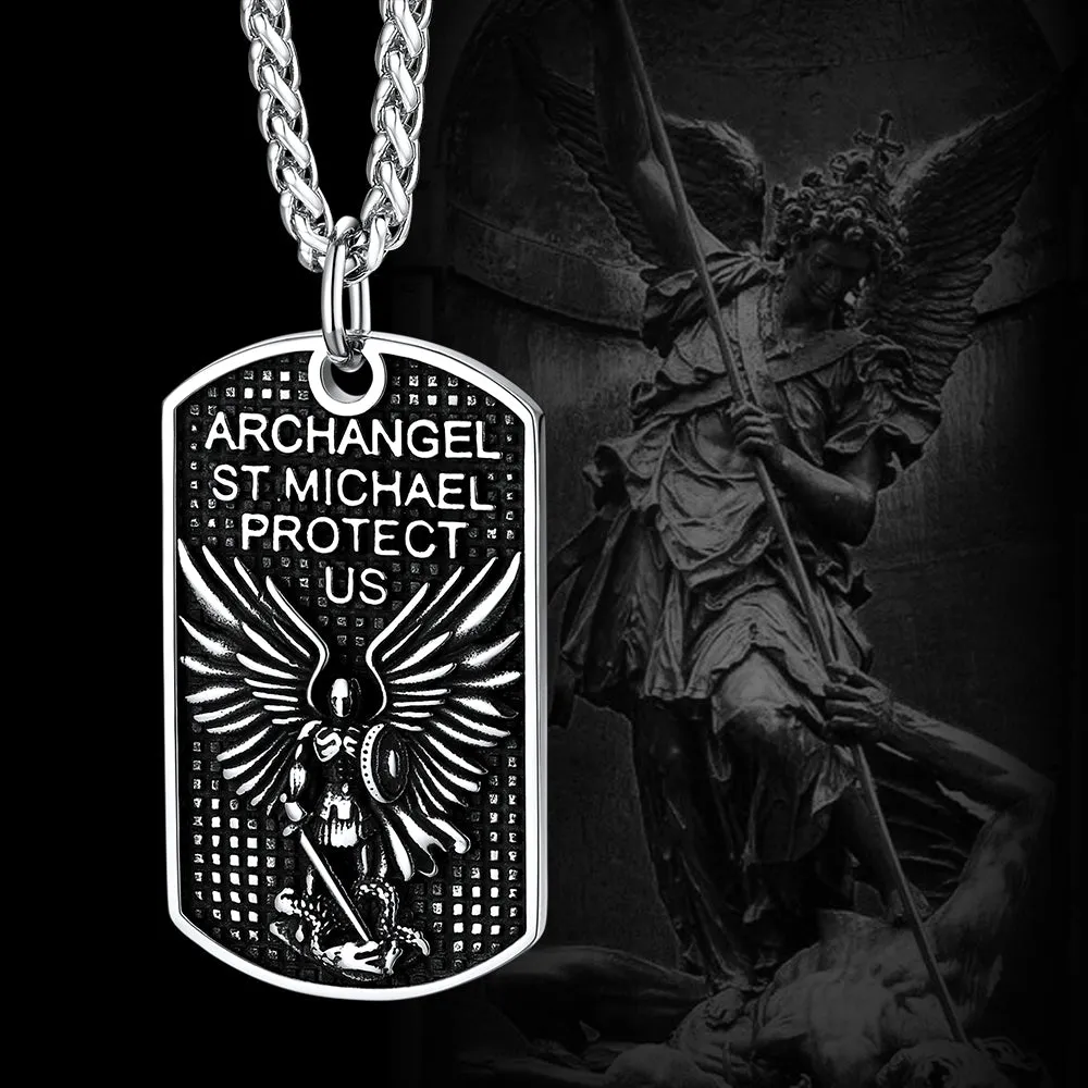 Catholic Archangel Saint Michael Dog Tag Necklace for Men sold by FaithHeart product image thumbnail 5