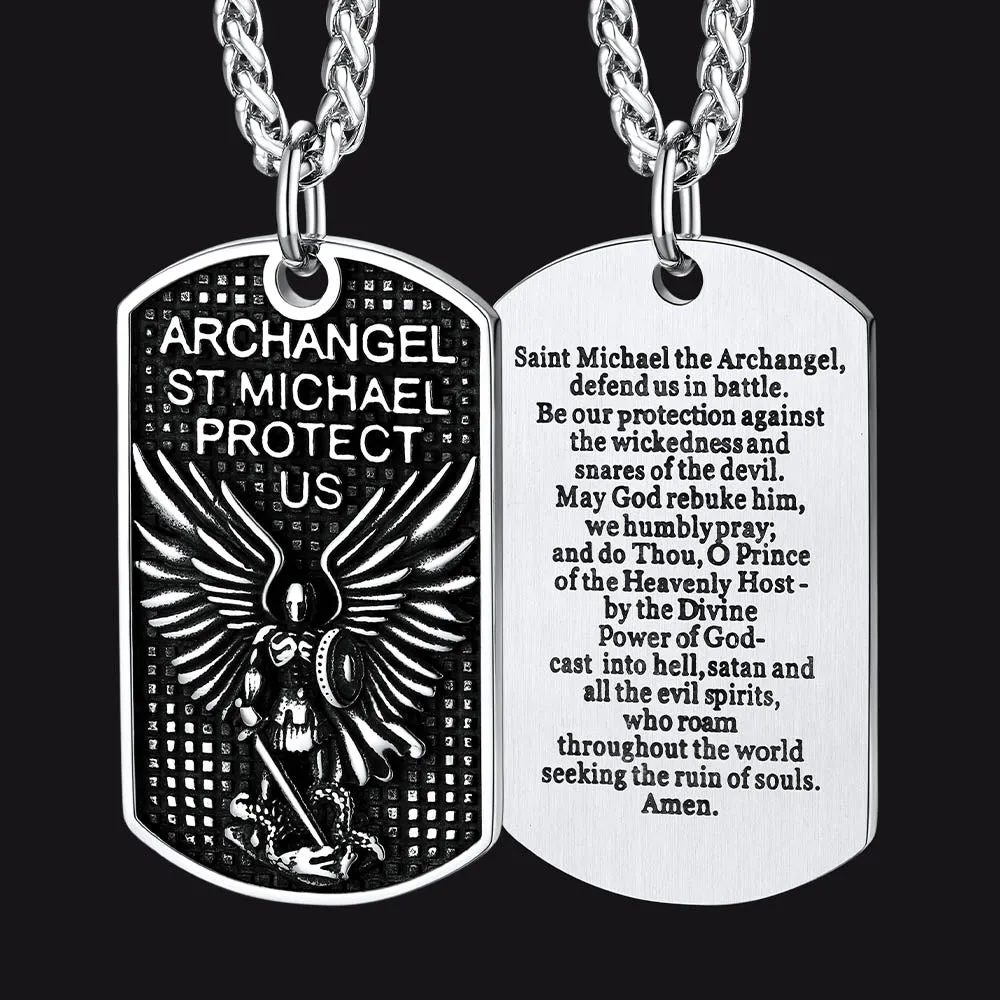 Catholic Archangel Saint Michael Dog Tag Necklace for Men sold by FaithHeart