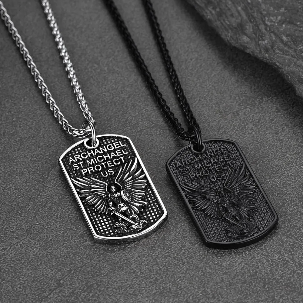 Catholic Archangel Saint Michael Dog Tag Necklace for Men sold by FaithHeart product image thumbnail 4