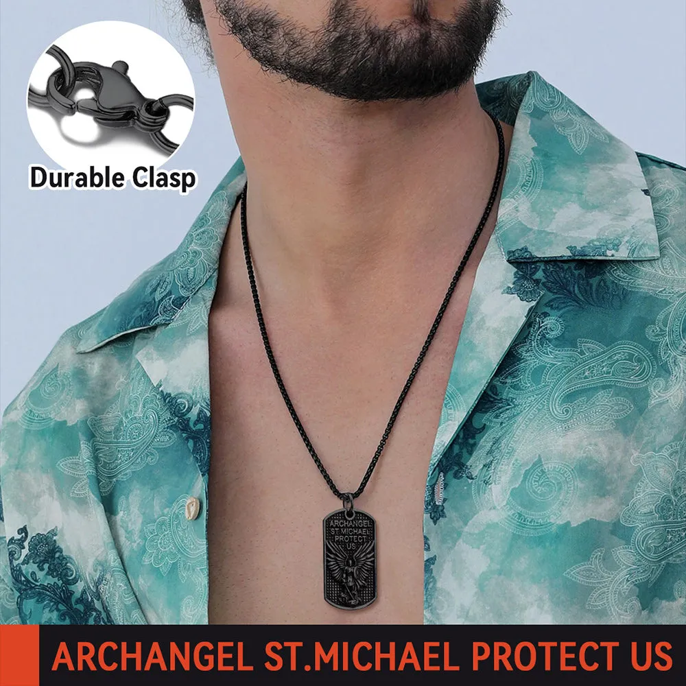 Catholic Archangel Saint Michael Dog Tag Necklace for Men sold by FaithHeart product image thumbnail 3