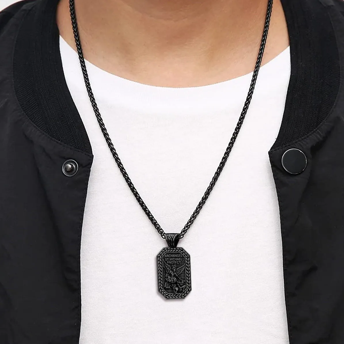 Archangel Saint Michael Dog Tag Pendant Necklace for Men sold by FaithHeart product image thumbnail 3