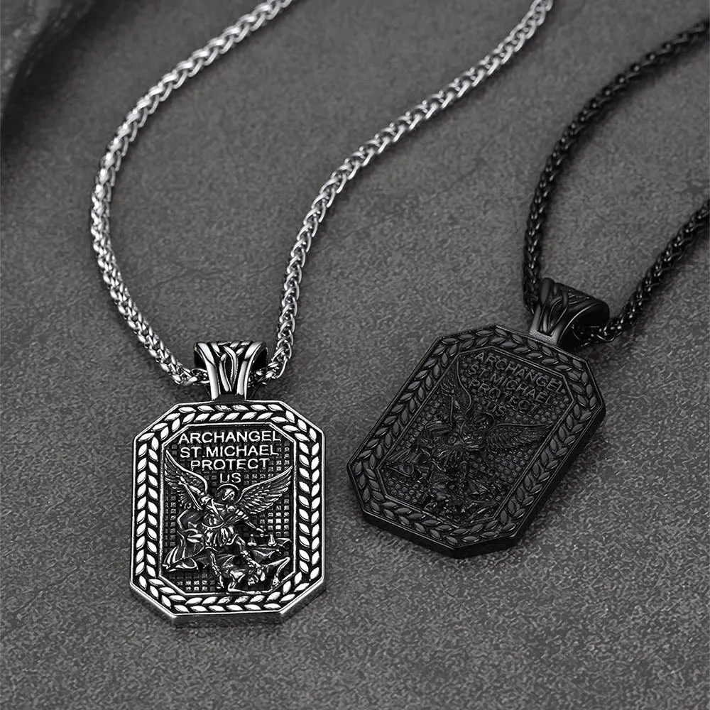 Archangel Saint Michael Dog Tag Pendant Necklace for Men sold by FaithHeart product image thumbnail 4