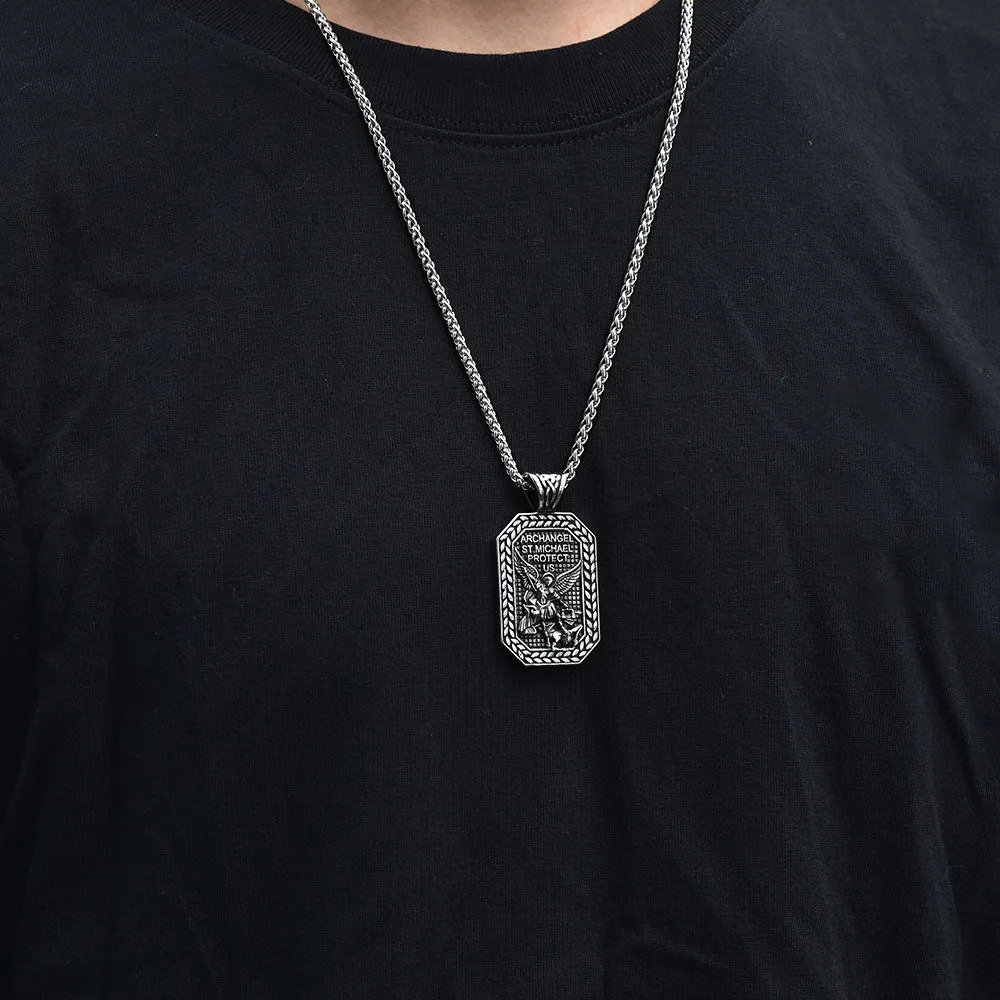 Archangel Saint Michael Dog Tag Pendant Necklace for Men sold by FaithHeart product image thumbnail 2