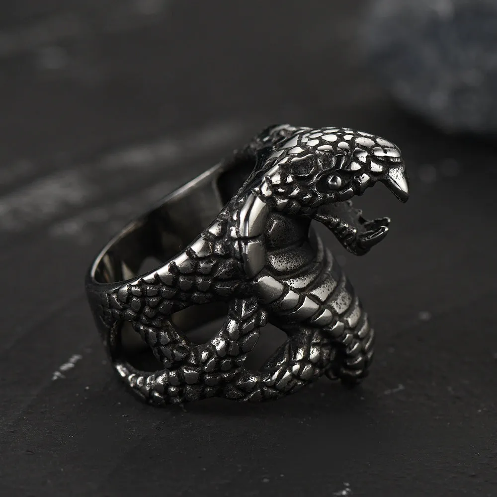 Gothic Huge Cobra Snake Ring Stainless Steel Ring for Men sold by FaithHeart product image thumbnail 4