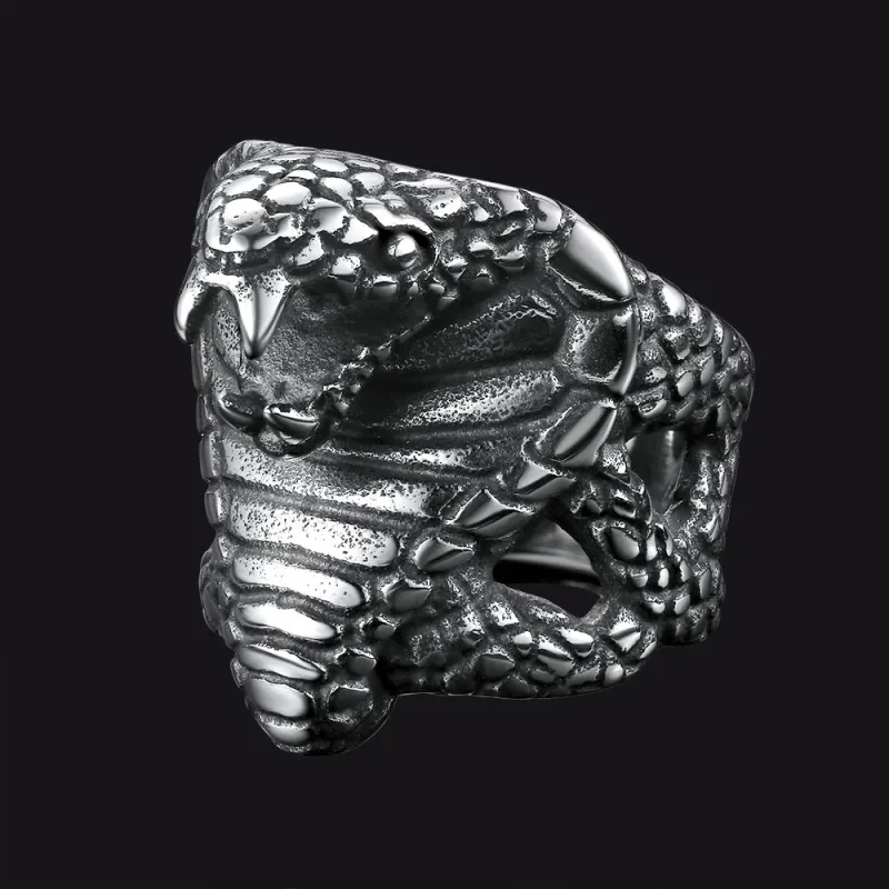 Gothic Huge Cobra Snake Ring Stainless Steel Ring for Men sold by FaithHeart