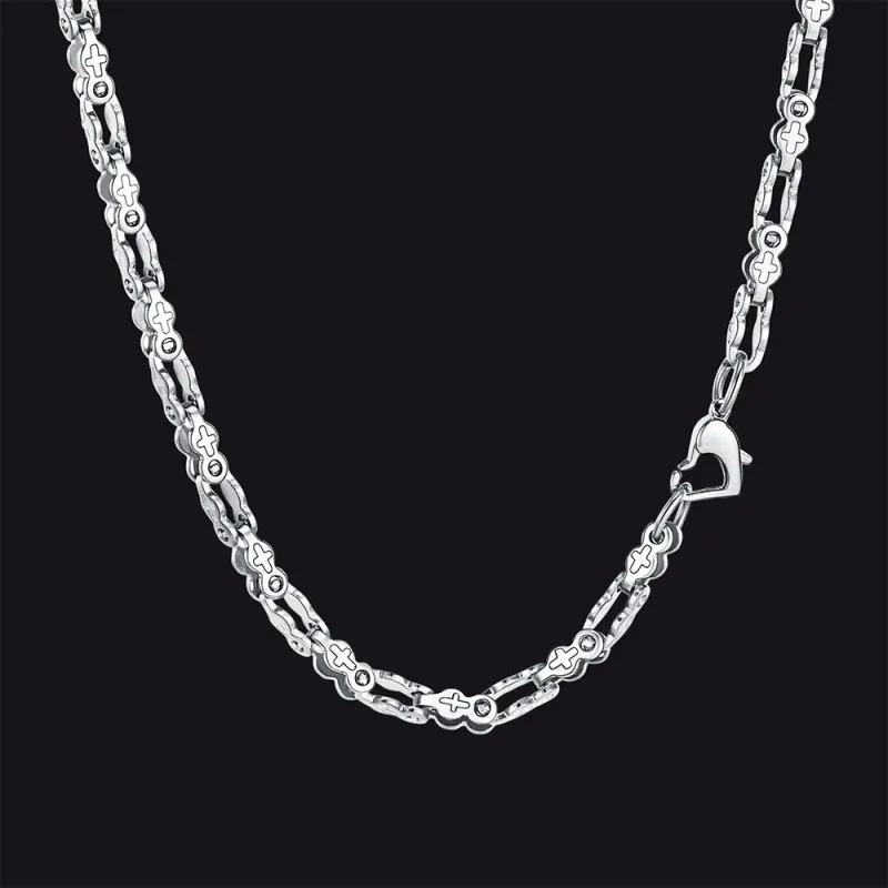Stainless Steel Biker Chain Necklace with Cross for Men sold by FaithHeart