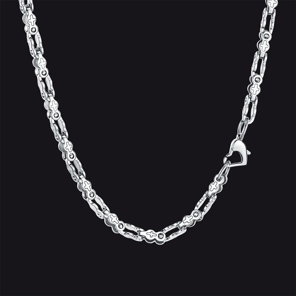 Stainless Steel Biker Chain Necklace with Cross for Men sold by FaithHeart