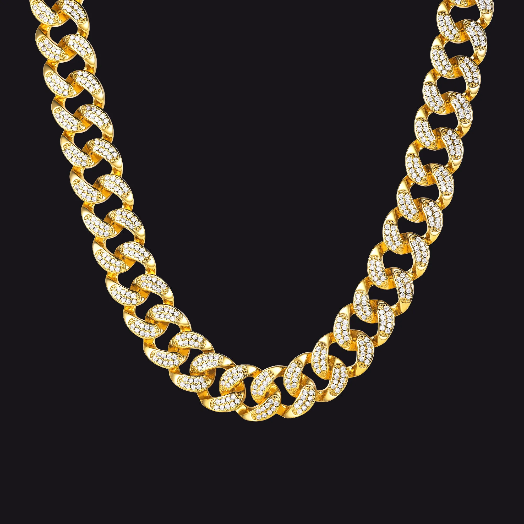 14MM Iced 18K Gold Cuban Link Chain Necklace for Men sold by FaithHeart product image thumbnail 5
